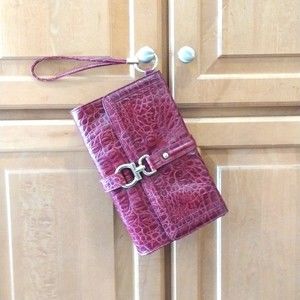 Talbot's Leather Clutch Wristlet Bag Faux Alligator NWOT